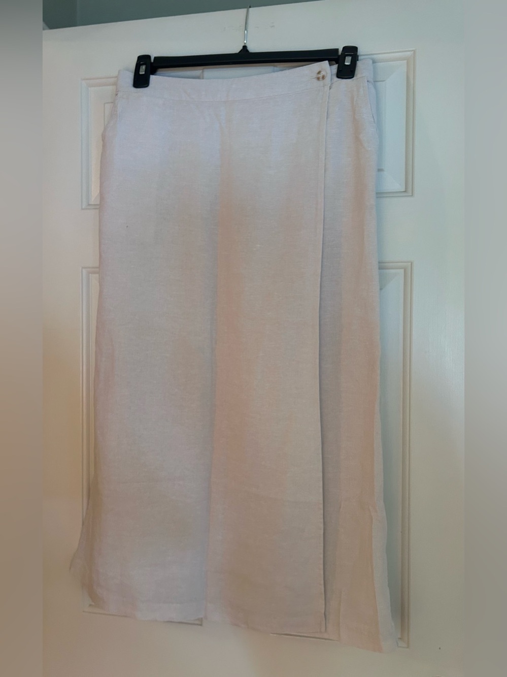 Cynthia Rowley Cream Color Linen Blend Wrap Maxi Skirt Sz L